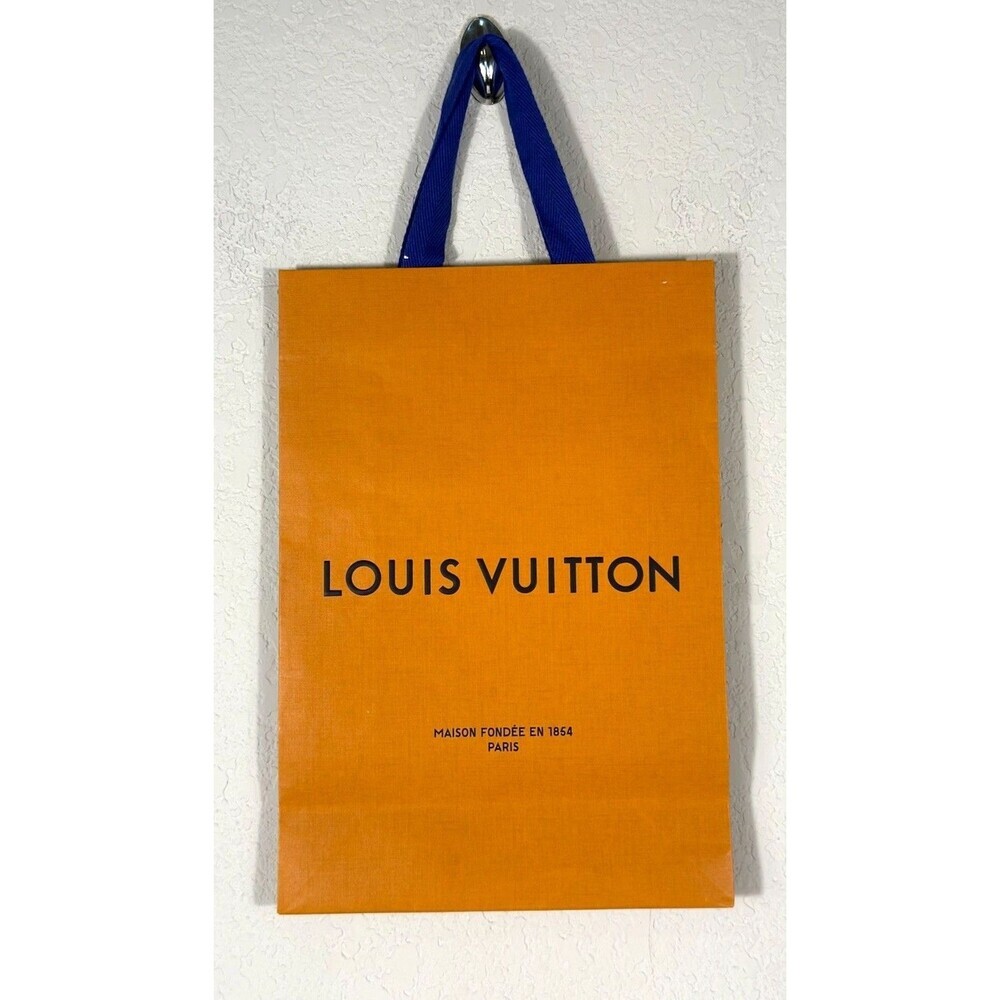 Louis Vuitton Shopping Bag Medium Orange Gift Bag Blue Handles LV